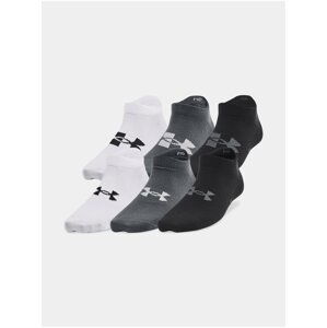 Sada troch párov chlapčenských ponožiek v bielej, šedej a čiernej farbe Under Armour UA Yth Essential No Show 6ks