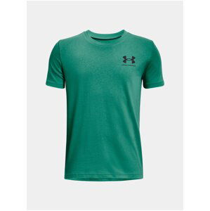 Zelené chlapčenské športové tričko Under Armour UA SPORTSTYLE LEFT CHEST SS