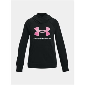 Ružovo-čierna dievčenská športová mikina Under Armour Rival Fleece BL Hoodie