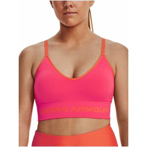 Tmavoružová dámska športová podprsenka Under Armour UA Seamless Low Long Rib -