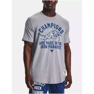 Svetlosivé pánske melírované športové tričko Under Armour UA PJT Rock Champ