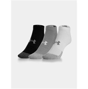 Sada troch párov detských ponožiek v bielej, šedej a čiernej farbe Under Armour UA Heatgear 3pk No Show Yth