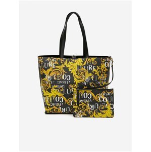 Žlto-čierny dámsky vzorovaný obojstranný shopper Versace Jeans Couture