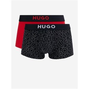 Súprava dvoch pánskych boxeriek v čiernej a červenej farbe HUGO