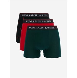 Súprava troch pánskych boxeriek v čiernej, červenej a zelenej farbe Ralph Lauren