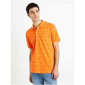 Oranžové pánske vzorované polo tričko Celio Depineap