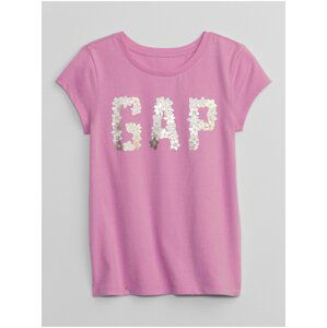 Ružové dievčenské tričko s flitrami Gap