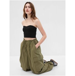 Čierny dámsky crop top bez ramienok GAP