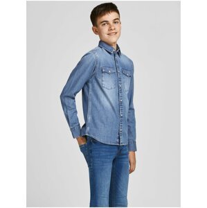 Svetlomodrá chlapčenská vrchná džínsová košeľa Jack & Jones Sheridan