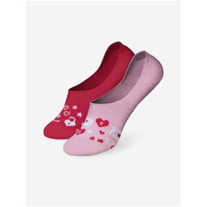 Ružovo-červené unisex veselé extra nízke ponožky Dedoles Milostné listy