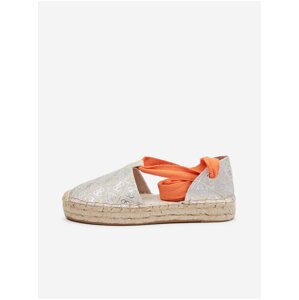 Oranžovo-strieborné dámske vzorované espadrilky na zaväzovanie Guess Jalene 3