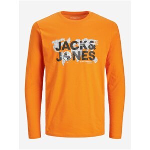 Oranžové chlapčenské tričko s dlhým rukávom Jack & Jones Dust