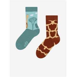 Modro-hnedé detské veselé ponožky Dedoles Žirafa
