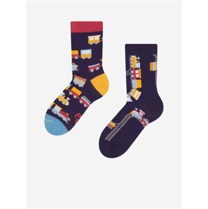 Tmavomodré detské veselé ponožky Dedoles Vláčiky
