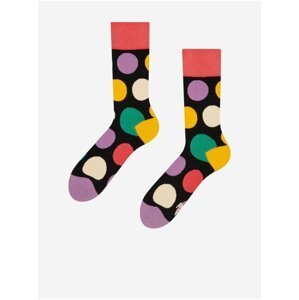 Fialovo-čierne unisex bodkované veselé ponožky Dedoles Veľké bodky