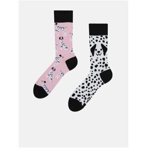 Bielo-ružové unisex veselé ponožky Dedoles Ružový dalmatínci