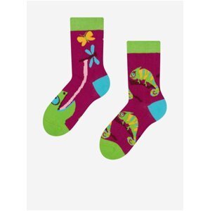 Zeleno-fialové detské veselé ponožky Dedoles Chameleon