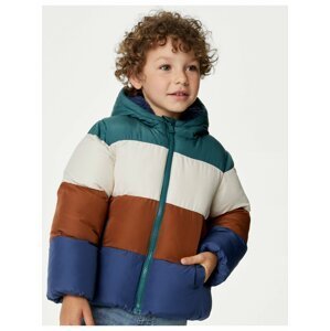 Farebná chlapčenská pruhovaná zimná zateplená bunda Marks & Spencer