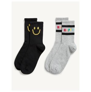 Súprava dvoch párov dámskych ponožiek v čiernej a šedej farbe Marks & Spencer