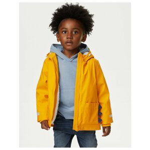 Žltá chlapčenská nepremokavá bunda s umelým kožúškom Marks & Spencer
