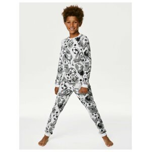 Biele chlapčenské vzorované pyžamo Marks & Spencer