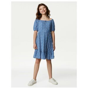 Modré dievčenské kvetované šaty Marks & Spencer