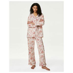 Ružovo-biele dámske vzorované pyžamo Marks & Spencer
