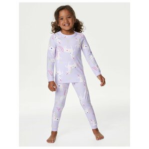 Svetlo fialové dievčenské vzorované pyžamo Marks & Spencer