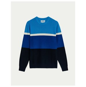 Modrý pánsky pruhovaný sveter Marks & Spencer