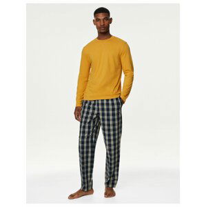 Horčicové pánske vzorované pyžamo Marks & Spencer