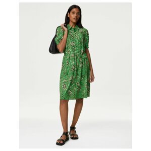 Hnedo-zelené dámske vzorované košeľové šaty Marks & Spencer