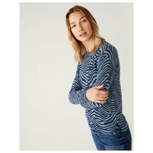 Modrý dámsky vzorovaný sveter Marks & Spencer