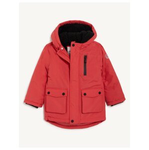 Červená chlapčenská zimná bunda s umelým kožúškom Marks & Spencer