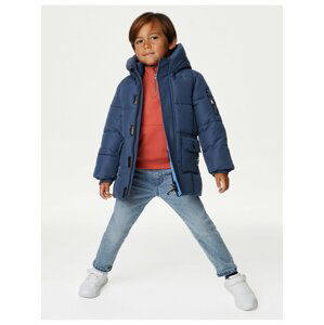 Modrý chlapčenský dlhý prešívaný kabát s technológiou Stormwear™ Marks & Spencer
