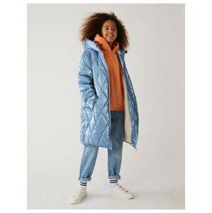 Svetlomodrý dievčenský zimný prešívaný kabát s technológiou Stormwear™ Marks & Spencer