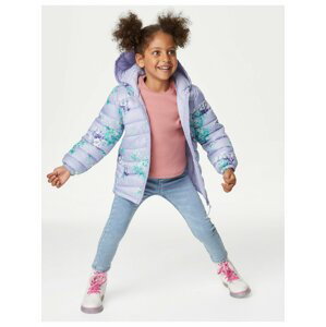 Svetlo fialový dievčenský ľahký prešívaný kvetovaný kabát s technológiou Stormwear™ Marks & Spencer
