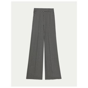 Bielo-čierne dámske saténové bodkované široké nohavice Marks & Spencer