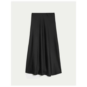 Čierna dámska saténová midi sukňa Marks & Spencer
