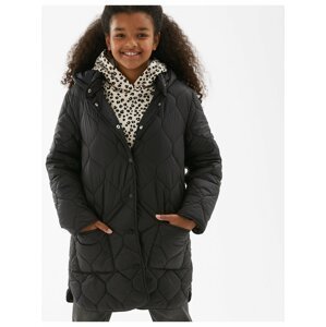 Čierny dievčenskú zimnú prešívaný zateplený kabát s technológiou Stormwear Marks & Spencer