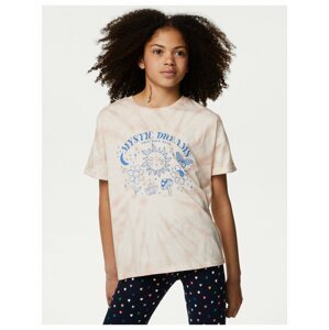 Modro-béžové dievčenské batikované tričko Marks & Spencer