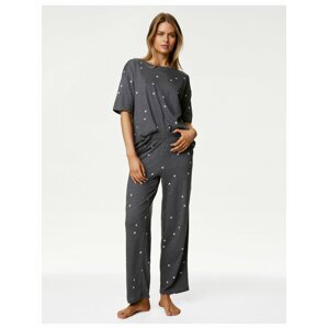 Šedá dámska vzorovaná pyžamová súprava Marks & Spencer