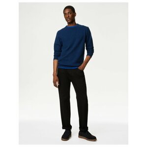 Modrý pánsky vlnený basic sveter Marks & Spencer