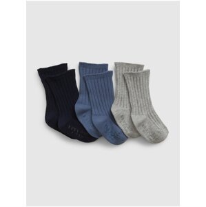 Súprava troch párov detských ponožiek v čiernej, modrej a šedej farbe GAP
