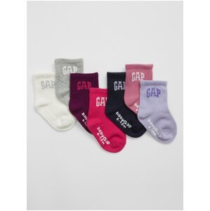 Súprava siedmich párov dievčenských ponožiek v bielej, fialovej a šedej farbe Gap