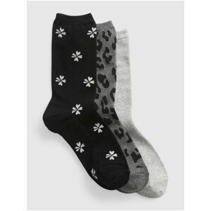Súprava troch dámskych ponožiek v čiernej a šedej farbe Gap