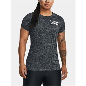 Šedo-čierne dámske melírované športové tričko Under Armour Tech Twist Graphic SS