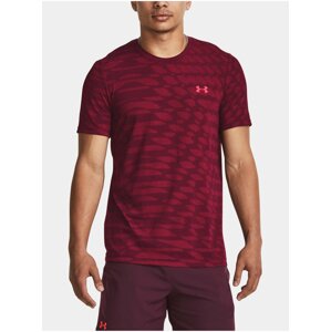 Vínové pánske športové vzorované tričko Under Armour Seamless