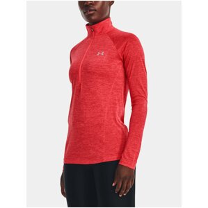 Červené dámske športové tričko so stojačikom Under Armour Tech 1/2 Zip - Twist