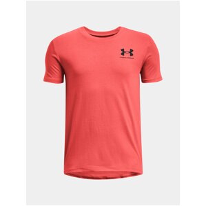 Červené chlapčenské tričko Under Armour UA B SPORTSTYLE LEFT CHEST SS