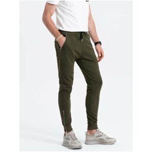 Khaki pánske tepláky Ombre Clothing